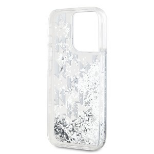 Karl Lagerfeld Liquid Glitter Monogram Gradient tok iPhone 15 Prohoz Fehér