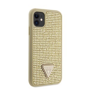 Guess Rhinestones Triangle Metal Logo tok iPhone 11-hez Arany