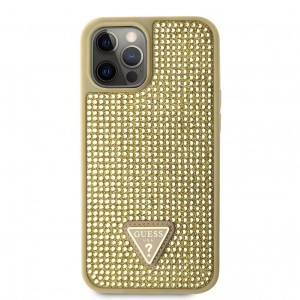 Guess Rhinestones Triangle Metal Logo tok iPhone 12 Pro Max Gold