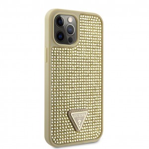 Guess Rhinestones Triangle Metal Logo tok iPhone 12 Pro Max Gold