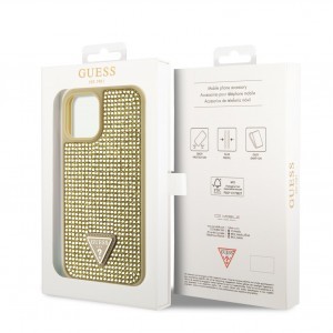 Guess Rhinestones Triangle Metal Logo tok iPhone 12 Pro Max Gold