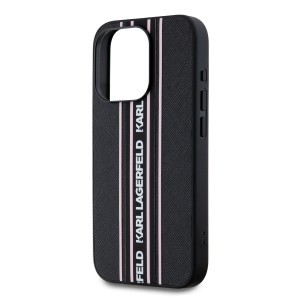 Karl Lagerfeld PU Saffiano Athleisure Stripe and Strap iPhone 15 Pro tok Pink