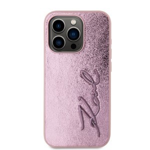 Karl Lagerfeld Wrinkled PU Signature Logo tok iPhone 15 Pro Max Pink