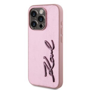 Karl Lagerfeld Wrinkled PU Signature Logo tok iPhone 15 Pro Max Pink