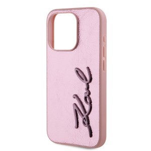 Karl Lagerfeld Wrinkled PU Signature Logo tok iPhone 15 Pro Max Pink