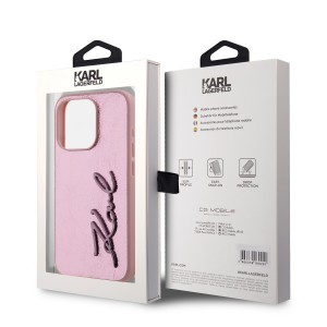 Karl Lagerfeld Wrinkled PU Signature Logo tok iPhone 15 Pro Max Pink