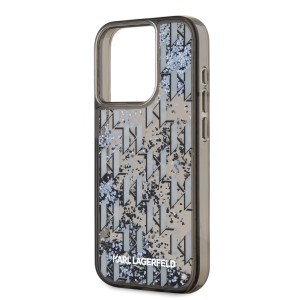 Karl Lagerfeld Liquid Glitter Monogram Gradient tok iPhone 15 Pro-hoz Fekete