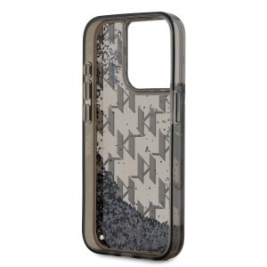 Karl Lagerfeld Liquid Glitter Monogram Gradient tok iPhone 15 Pro-hoz Fekete