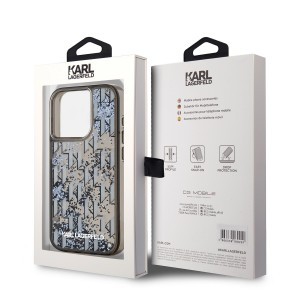 Karl Lagerfeld Liquid Glitter Monogram Gradient tok iPhone 15 Pro-hoz Fekete