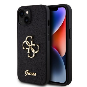 Guess PU Fixed Glitter 4G Metal Logo tok iPhone 13-hoz fekete