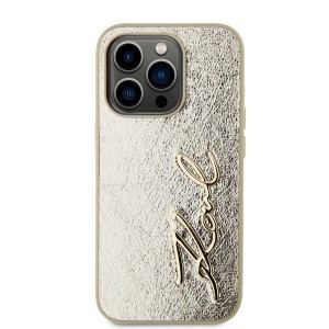 Karl Lagerfeld Wrinkled PU Signature Logo tok iPhone 15 Pro Gold