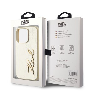 Karl Lagerfeld Wrinkled PU Signature Logo tok iPhone 15 Pro Gold