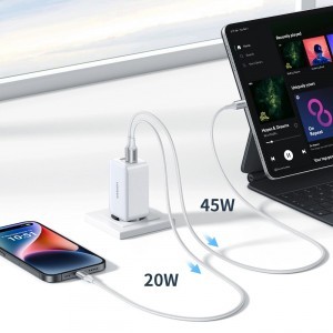 Ugreen CD244 65W USB-A / 2x USB-C GaN gyorstöltő - fehér-4