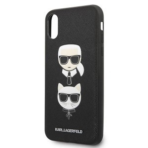 Karl Lagerfeld Saffiano Karl&Choupette Head tok iPhone XS Max - fekete