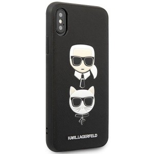 Karl Lagerfeld Saffiano Karl&Choupette Head tok iPhone XS Max - fekete