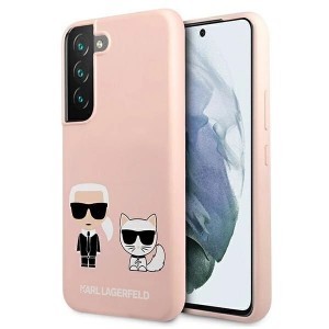 Karl Lagerfeld KLHCS22MSSKCI S22+ S906 hardcase világos rózsaszín Silicone Ikonik Karl & Choupette tok