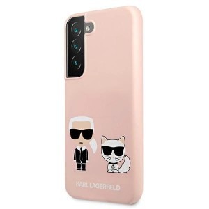 Karl Lagerfeld KLHCS22MSSKCI S22+ S906 hardcase világos rózsaszín Silicone Ikonik Karl & Choupette tok