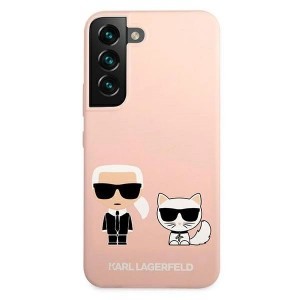 Karl Lagerfeld KLHCS22MSSKCI S22+ S906 hardcase világos rózsaszín Silicone Ikonik Karl & Choupette tok