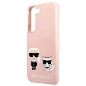 Karl Lagerfeld KLHCS22MSSKCI S22+ S906 hardcase világos rózsaszín Silicone Ikonik Karl & Choupette tok