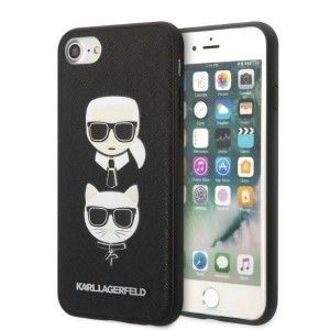 Karl Lagerfeld KLHCI8SAKICKCBK iPhone 7/8 / SE 2020 / SE 2022 fekete/fekete keménytok Saffiano Karl&Choupette Head tok