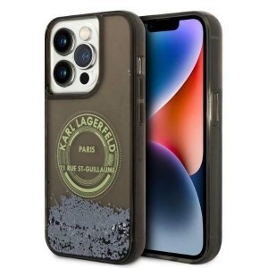 Karl Lagerfeld Liquid Glitter RSG tok iPhone 14 Pro - fekete