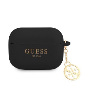 Guess 4G Charm Szilikon Fliptok AirPods Pro-hoz Fekete