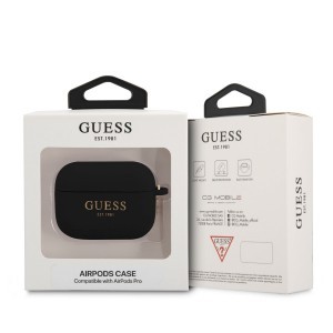 Guess 4G Charm Szilikon Fliptok AirPods Pro-hoz Fekete