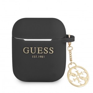 Guess 4G Charm Szilikon Tok AirPods 1/2 Fekete