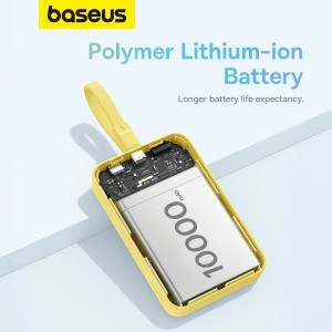 Baseus Magnetic Mini MagSafe 10000mAh 20W powerbank beépített Lightning kábellel - sárga + Baseus Simple Series USB-C - USB-C 60W 0.3m kábel