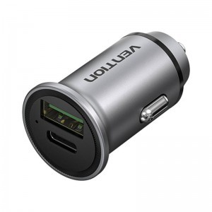 Dual Port Autós Töltő USB-A, USB-C Vention FFBH0 18/20W Szürke