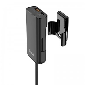 Budi 105W Autós Töltő, USB + USB-C, PD + QC 3.0 (Fekete)