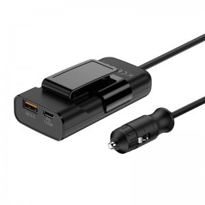 Budi 105W Autós Töltő, USB + USB-C, PD + QC 3.0 (Fekete)