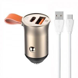 LDNIO C509Q USB, USB-C 30W Autós töltő + USB-C kábel