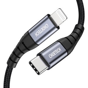 Choetech IP0039 USB-C / Lightning MFi kábel, 1.2m hosszú - fekete