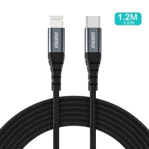 Choetech IP0039 USB-C / Lightning MFi kábel, 1.2m hosszú - fekete