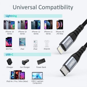 Choetech IP0039 USB-C / Lightning MFi kábel, 1.2m hosszú - fekete