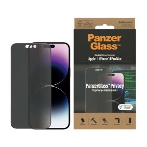 PanzerGlass Ultra-Wide Fit Antibacterial Privacy üvegfólia iPhone 14 Pro Max készülékhez