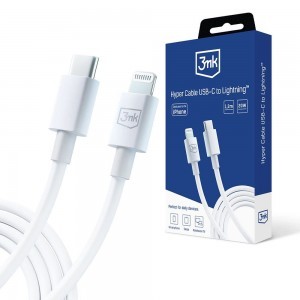 3mk Hyper kábel USB-C / Lightning 20W 1.2m - fehér