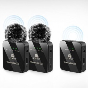 PULUZ vezeték nélküli mikrofon (2 adó + 1 vevő) 3.5mm jack csatlakozással (PU3154B)-3