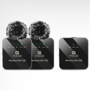 PULUZ vezeték nélküli mikrofon (2 adó + 1 vevő) 3.5mm jack csatlakozással (PU3154B)-4