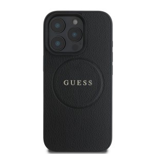 Guess PU Szemcsézett Classic Logo MagSafe tok iPhone 16 Pro Max Fekete