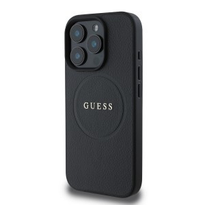 Guess PU Szemcsézett Classic Logo MagSafe tok iPhone 16 Pro Max Fekete