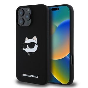 Karl Lagerfeld Liquid Silicone Choupette Head MagSafe tok iPhone 16 Pro Black