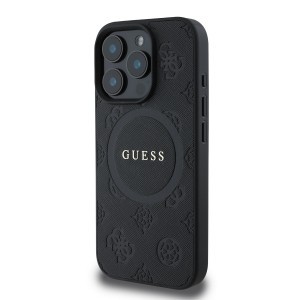 Guess Saffiano Peony Stamp MagSafe tok iPhone 16 Pro Max Black