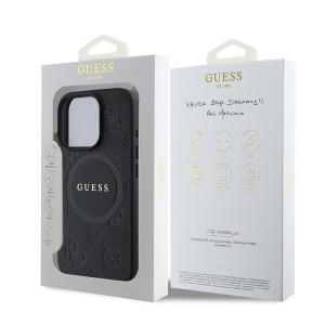 Guess Saffiano Peony Stamp MagSafe tok iPhone 16 Pro Max Black