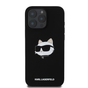 Karl Lagerfeld Liquid Silicone Choupette Head MagSafe tok iPhone 16 Pro Max Fekete