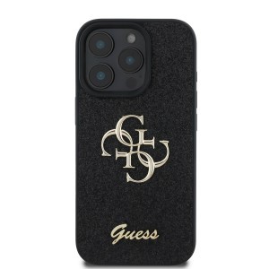 Guess PU Fixed Glitter 4G Metal Logo tok iPhone 16 Pro fekete