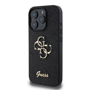 Guess PU Fixed Glitter 4G Metal Logo tok iPhone 16 Pro fekete