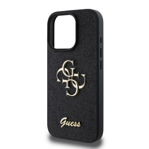 Guess PU Fixed Glitter 4G Metal Logo tok iPhone 16 Pro fekete