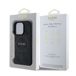 Guess PU Leather 4G Colored Ring MagSafe tok iPhone 16 Pro Max Fekete